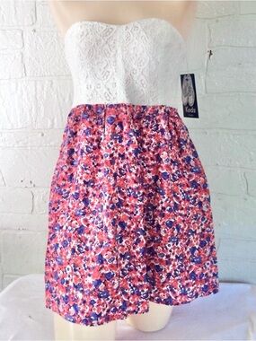 Lace and Floral Summer Dress Flirty Red Purple